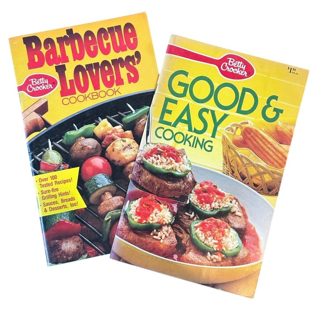 1985 & 1987 Betty Crocker Magazine Style Cookbooks, BBQ Lovers', Good & Easy, PB